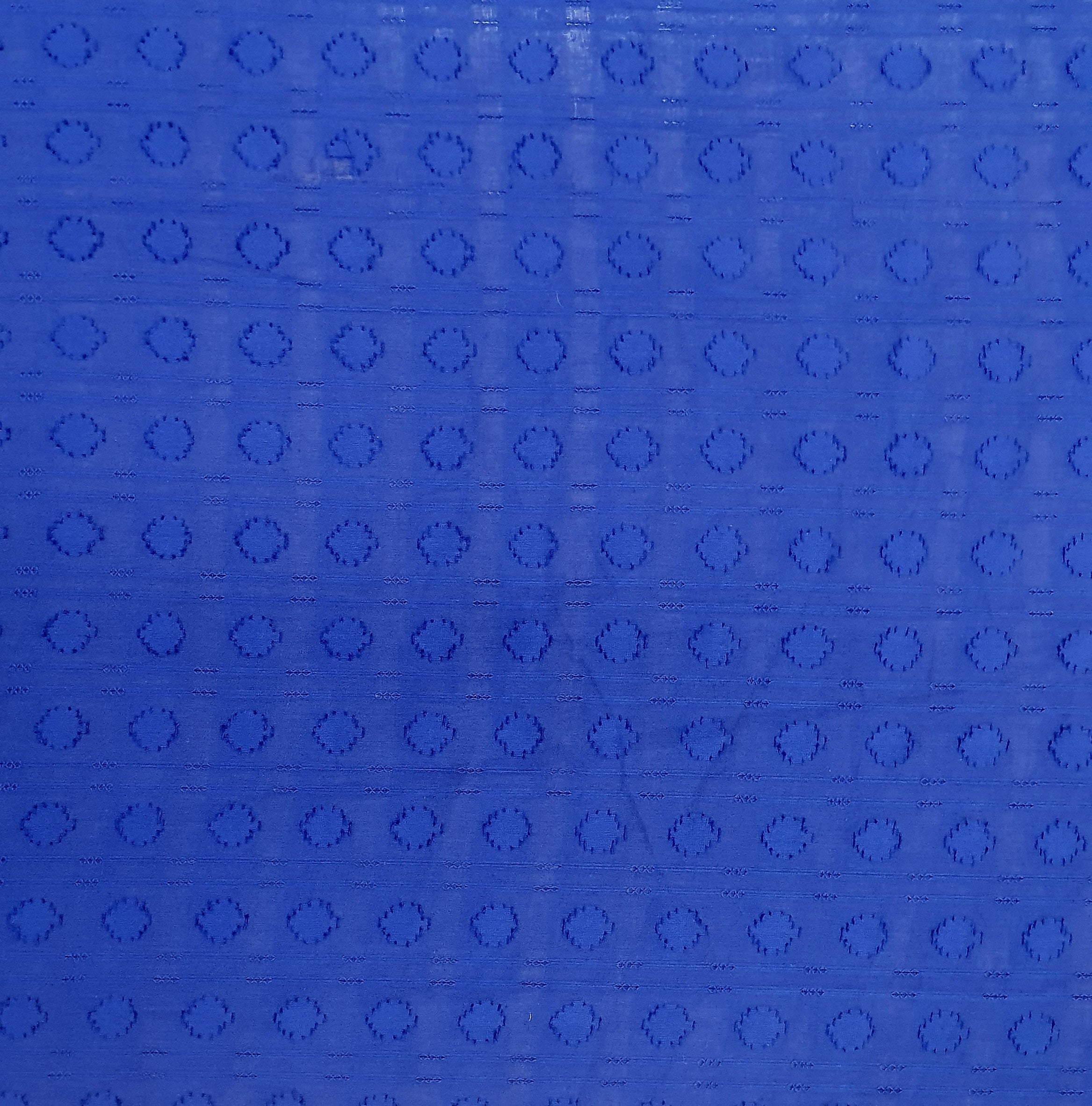 Blue Solid Jacquard Cotton Fabric 48 Inches Plain Weave 