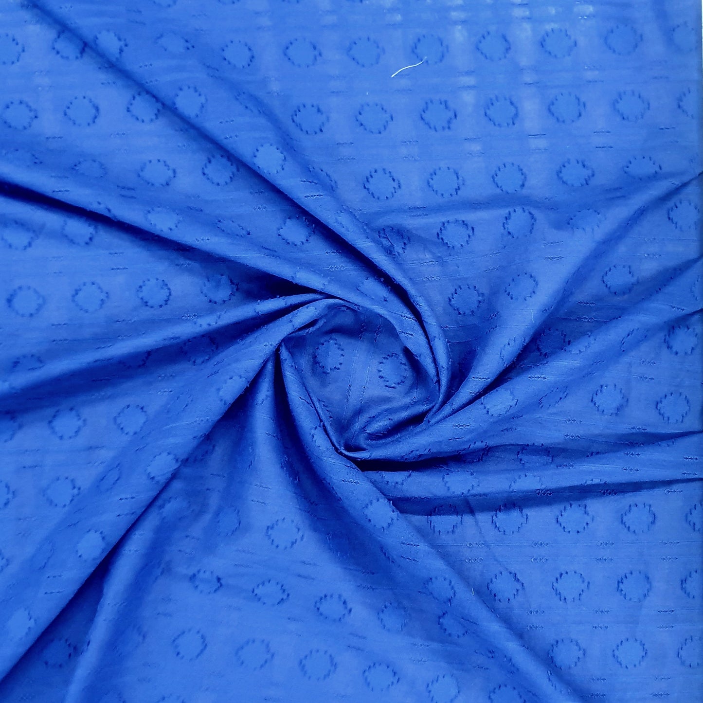 Blue Solid Jacquard Cotton Fabric 48 Inches Plain Weave 