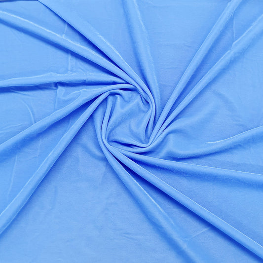 Blue Solid Poly Velvet Fabric Trade UNO