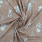 Brown Floral With Foil Print Cotton Slub Fabric Trade UNO