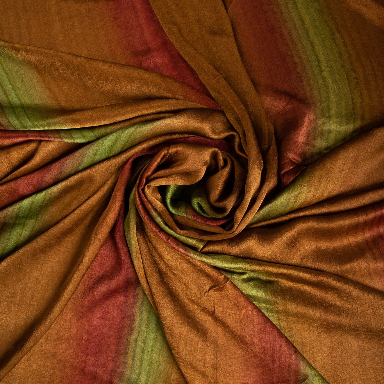 Brown Multi Color Marble Print Satin Fabric Trade UNO