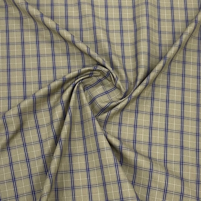 Brown & Blue Check Elite Cotton Fabric - TradeUNO