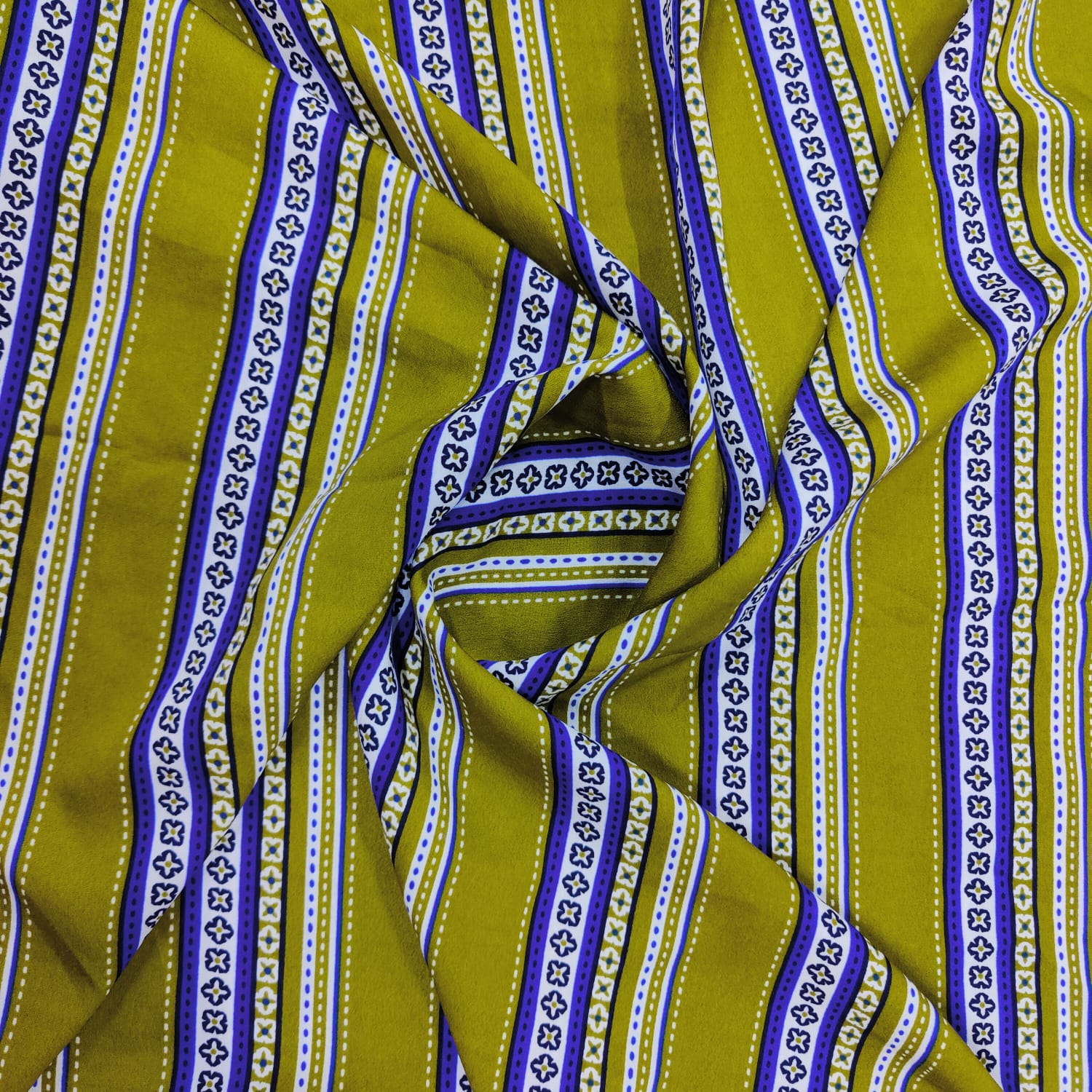 Green & Blue Stripe Rayon Fabric