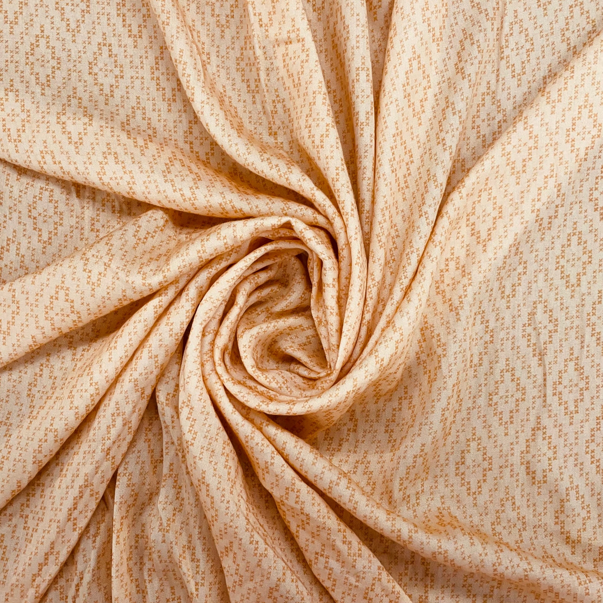 Cream Geometrical Print Viscose Fabric Trade UNO
