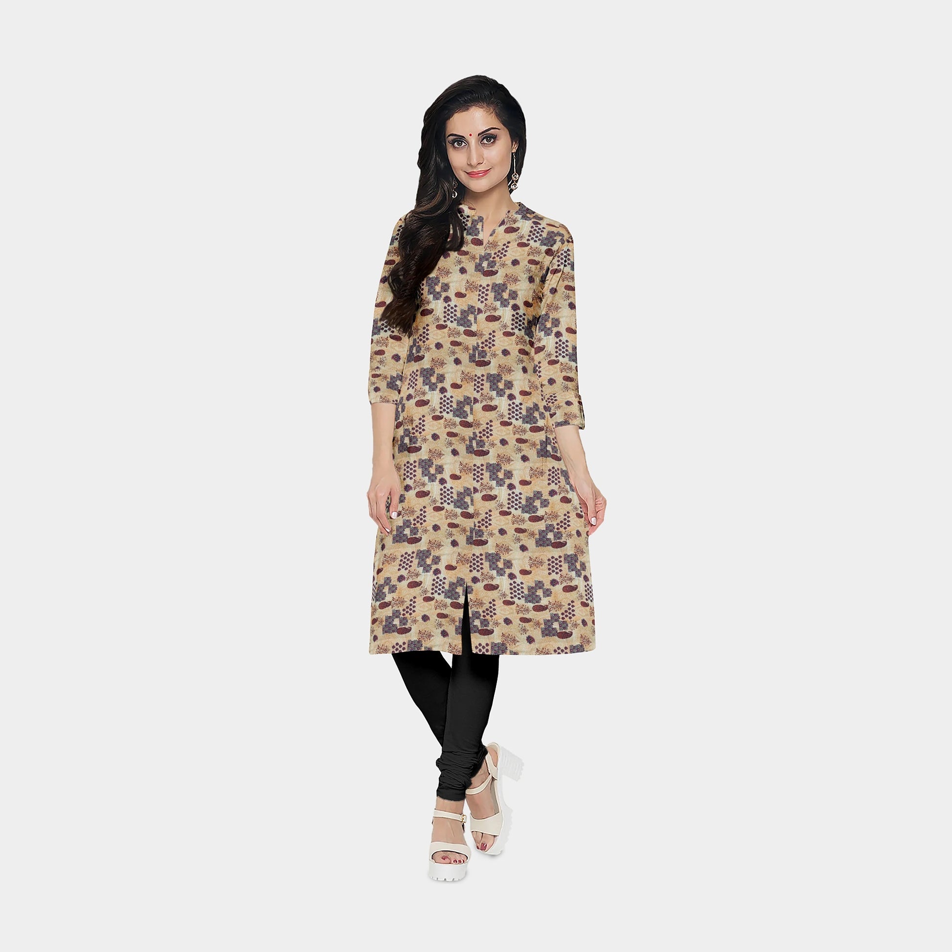 Cream Traditional Print Viscose Dobby Fabric - TradeUNO