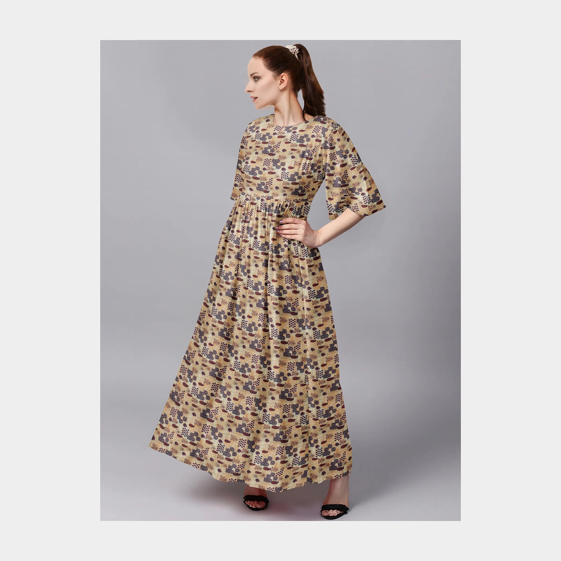 Cream Traditional Print Viscose Dobby Fabric - TradeUNO