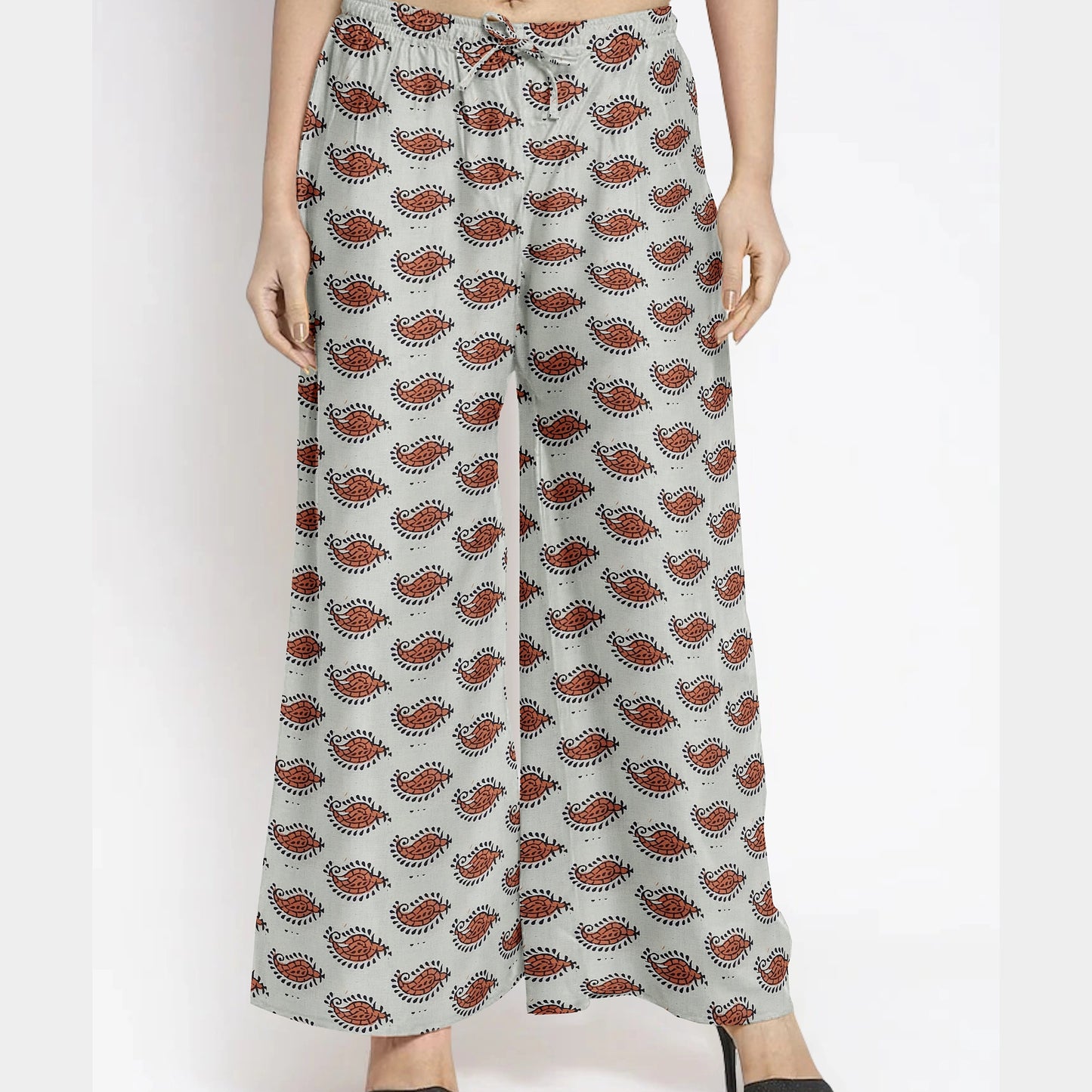 Cream & Brown Paisley With Handblock Print Cotton Fabric Trade UNO