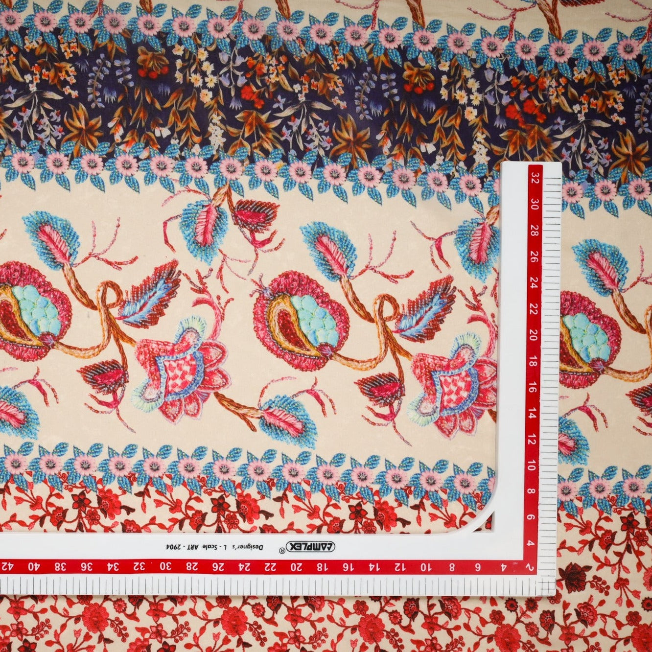 Cream & Multicolor floral Print Georgette Fabric Trade UNO