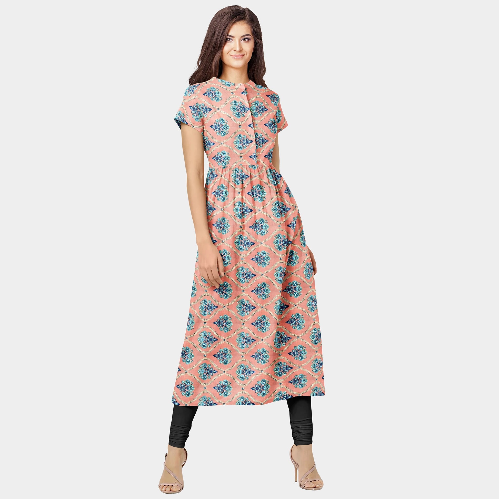Pink & Blue Traditional Print Cotton Fabric Trade UNO