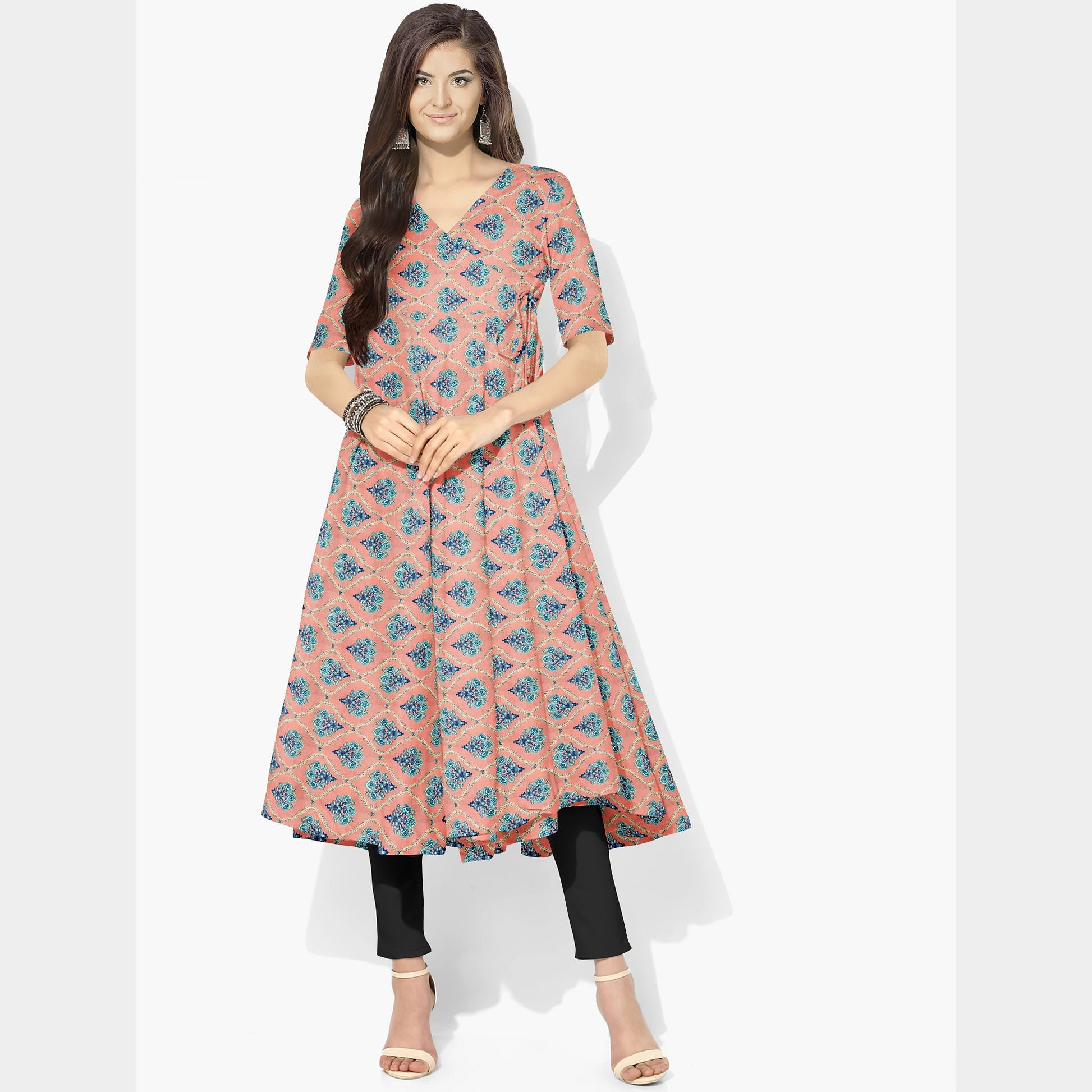 Pink & Blue Traditional Print Cotton Fabric Trade UNO