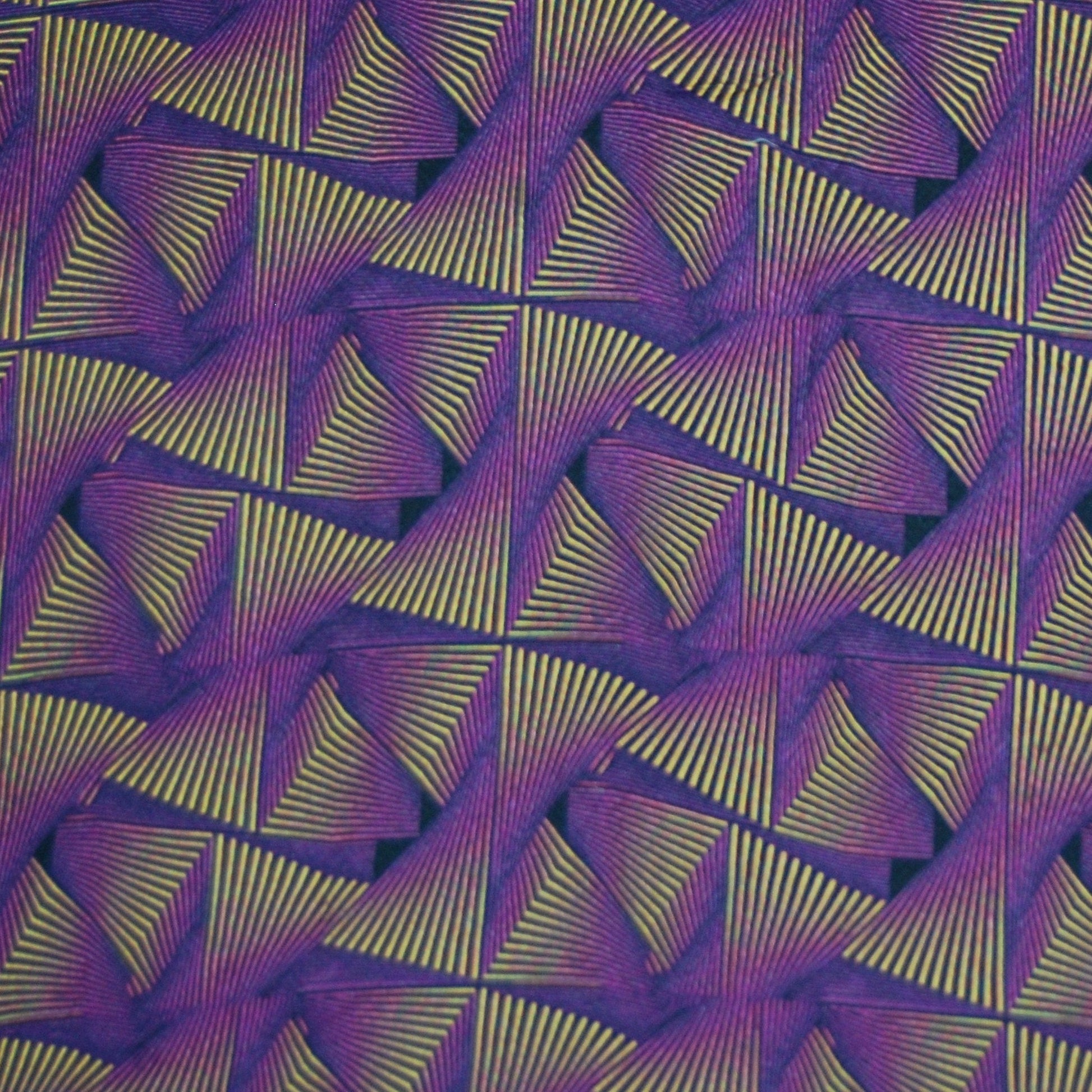 Purple & Yellow Geometrical Print Viscose Dobby Fabric Trade UNO