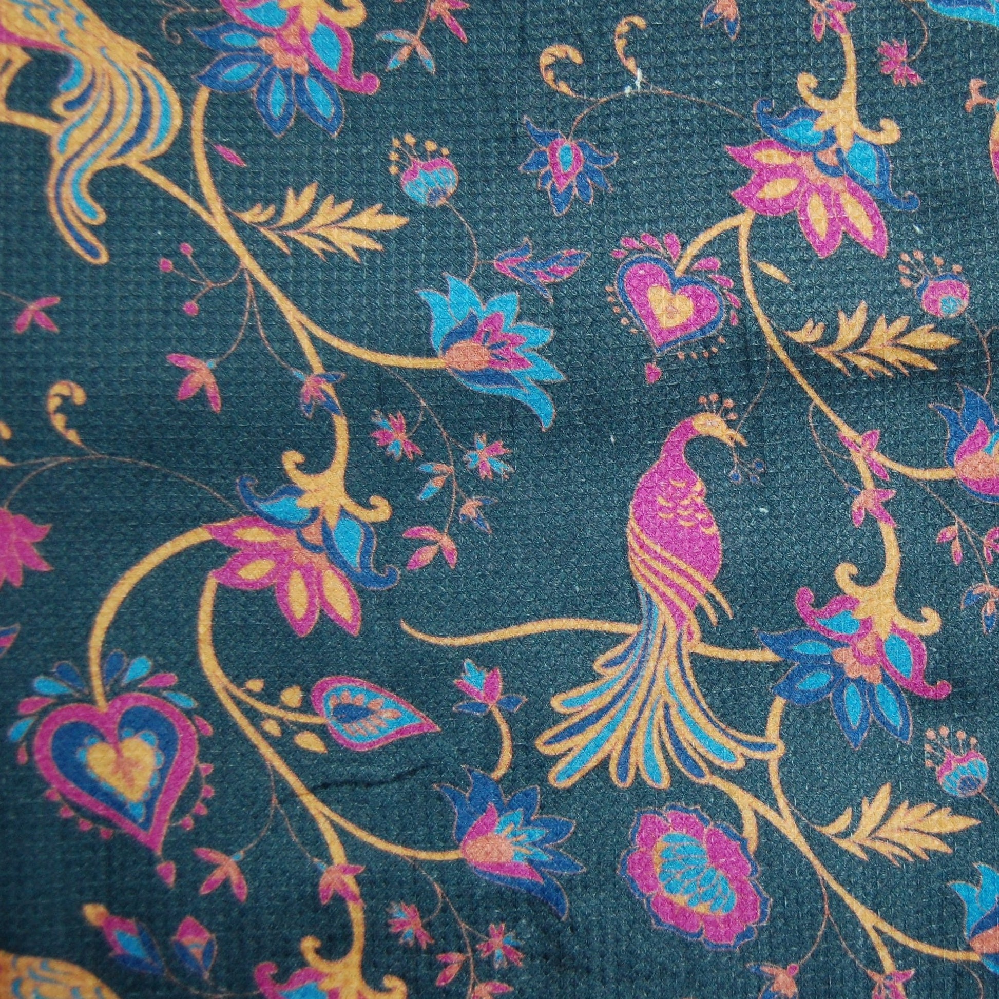 Navy Blue Peacock & Floral Viscose Dobby Fabric Trade UNO