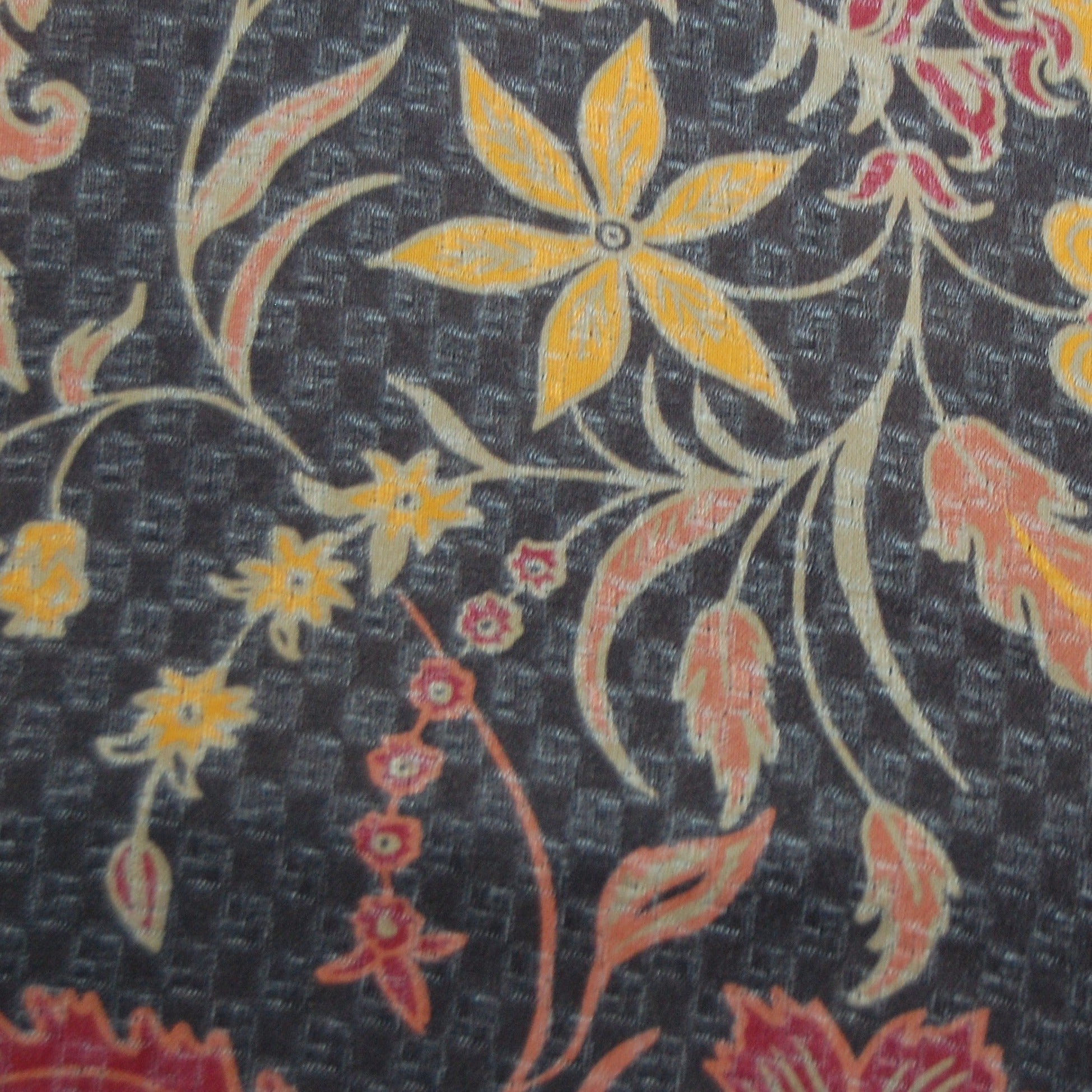 Brown Floral Print Viscose Dobby Fabic Trade UNO