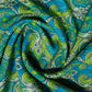 Green _ Blue Paisley Print Raw Silk Fabric Trade Uno
