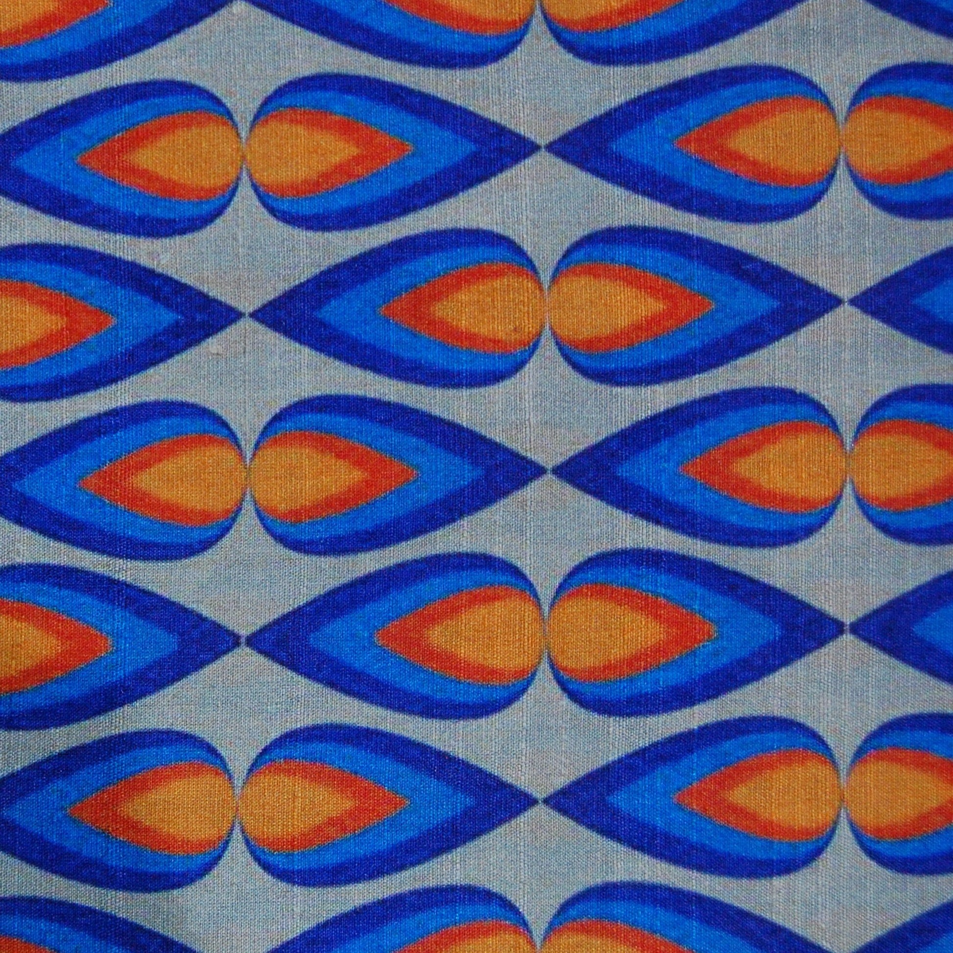 Blue Traditional Print Raw Silk Fabric Trade UNO