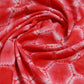 Red & White Tye & Dye Geometrical Print Raw Silk Fabric Trade UNO