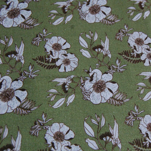 Light Green Floral Print Spun Fabric