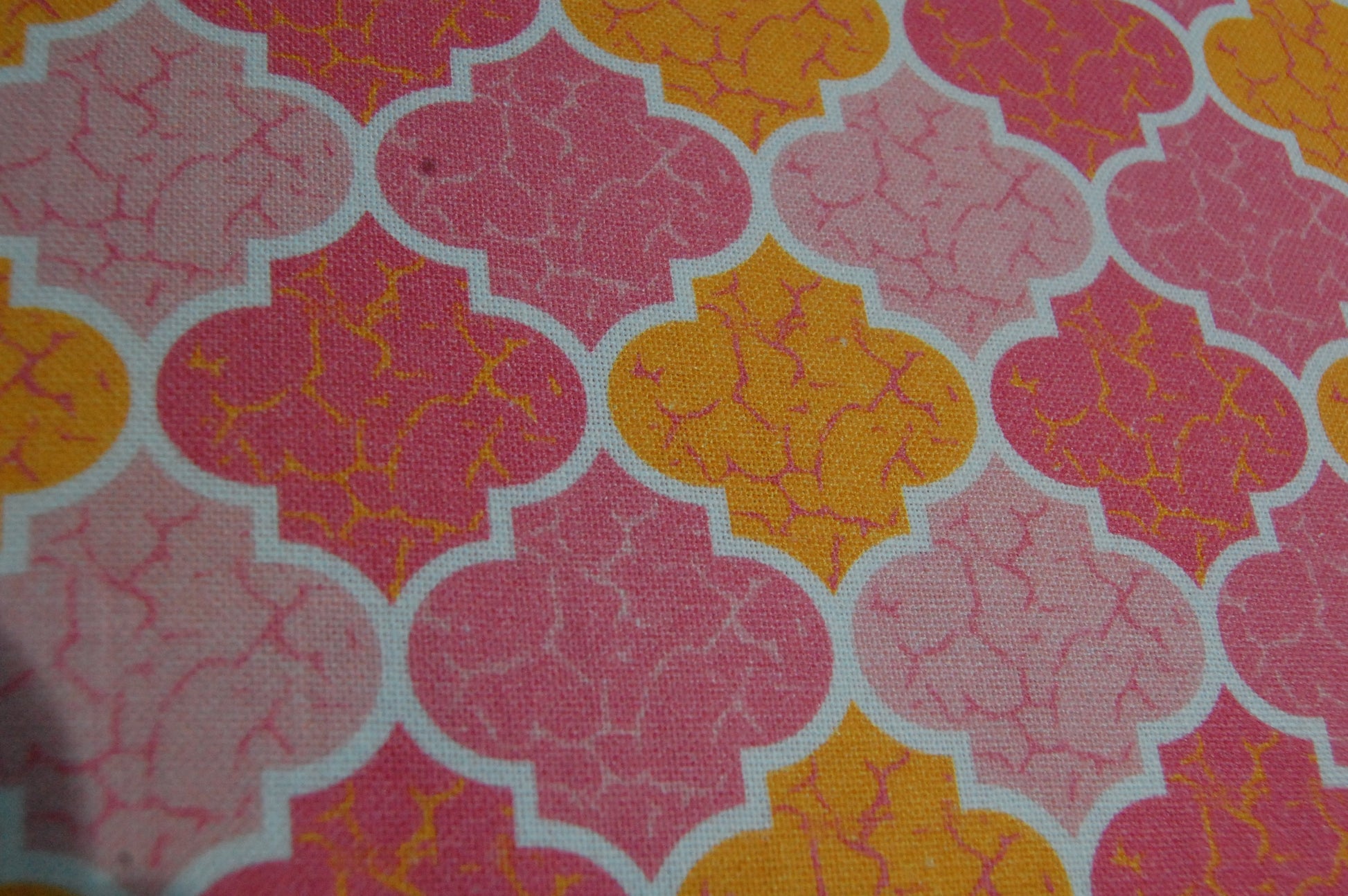 Pink & Orange Maroccan Print Cotton Linen Fabric Trade UNO