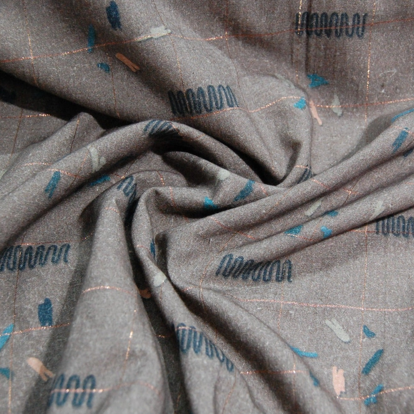 Brown With Lurex Digital Print Viscose Fabric Trade UNO