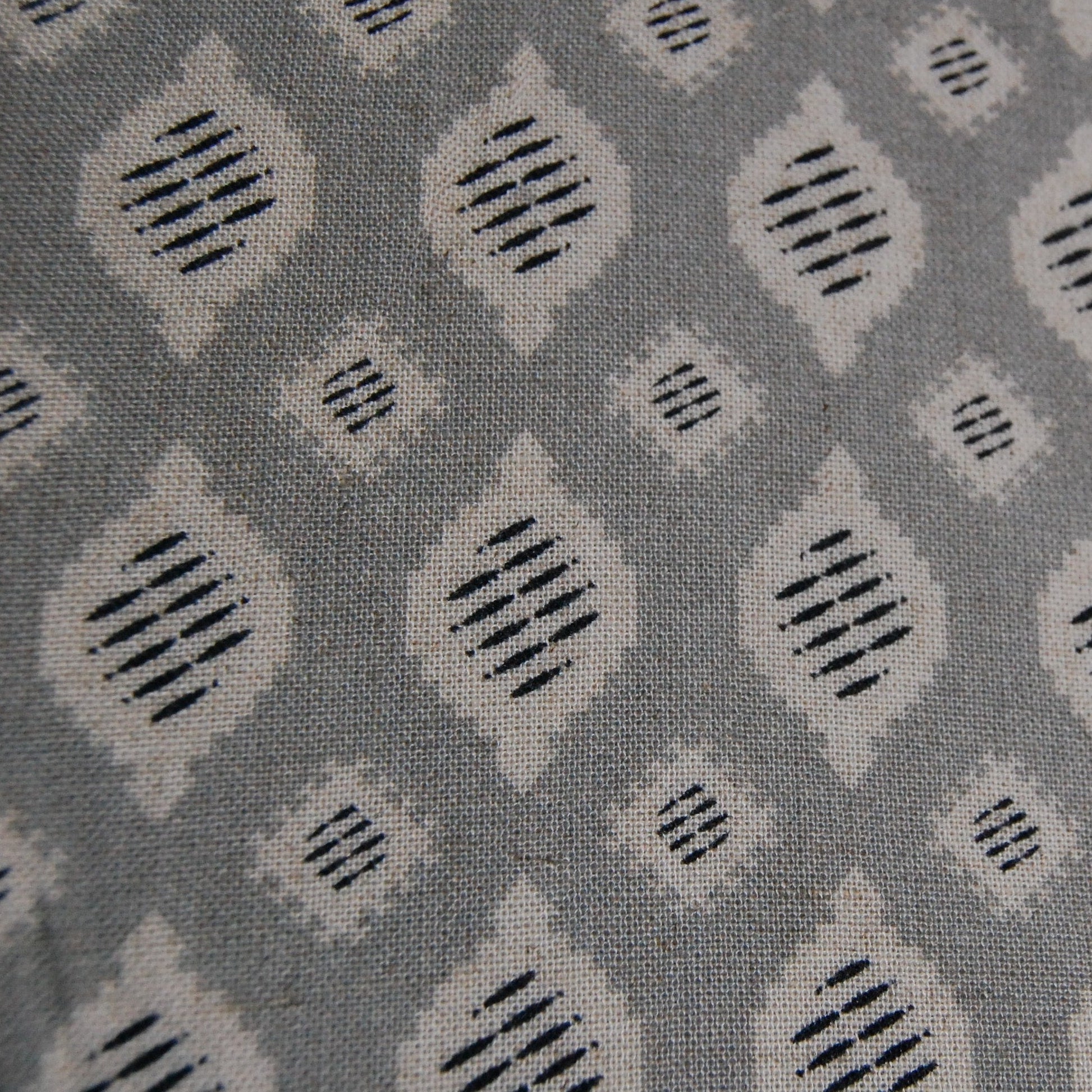 Grey Geometrical Print Cotton Linen Fabric Trade UNO