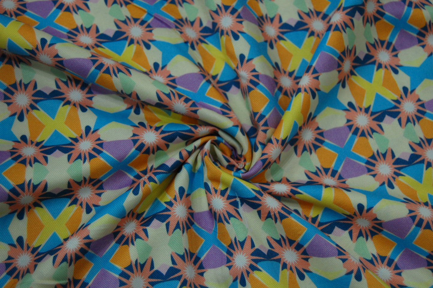 Multi Color Star Print Twill Fabric Trade UNO