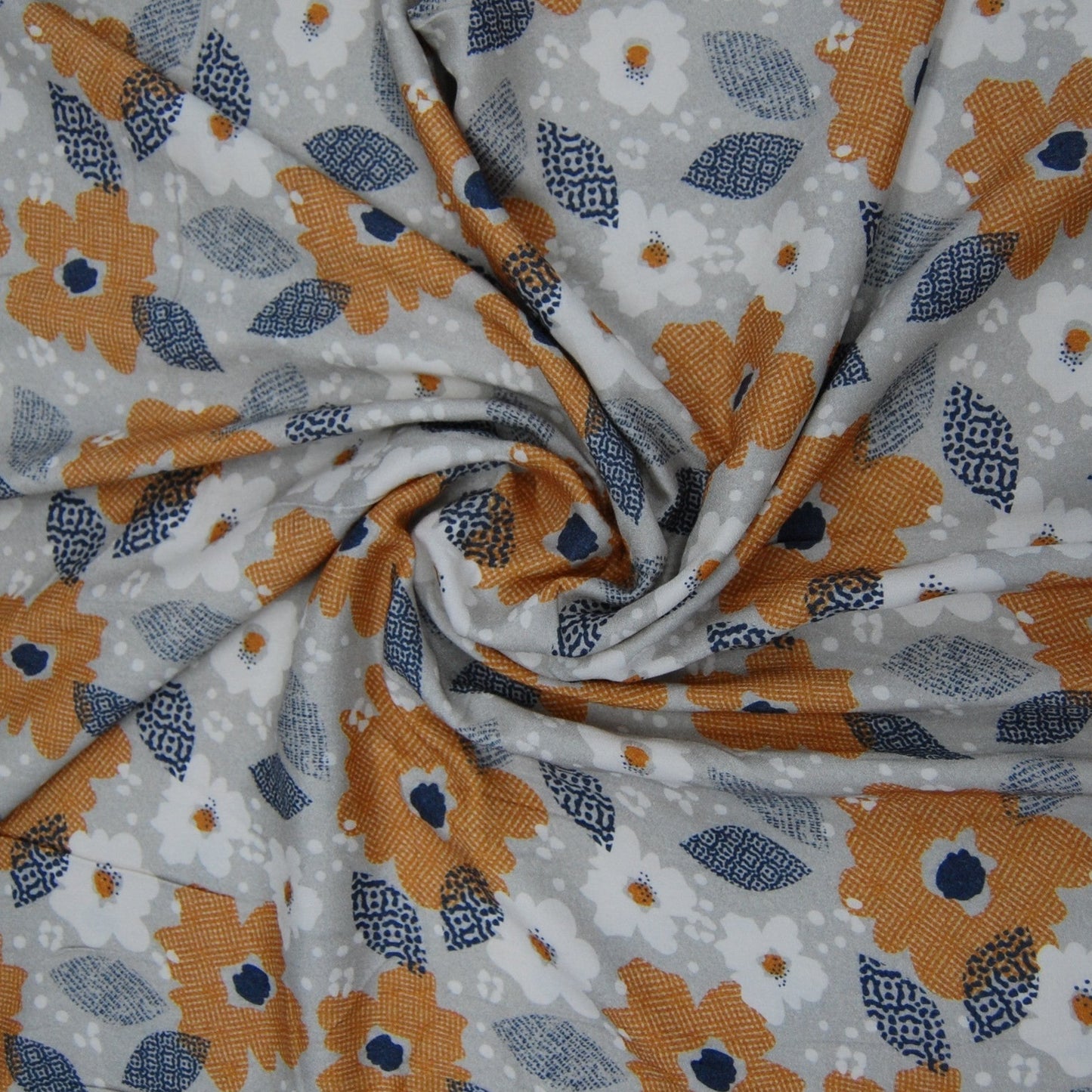 Grey Brown Floral Print Spun Fabric Trade UNO