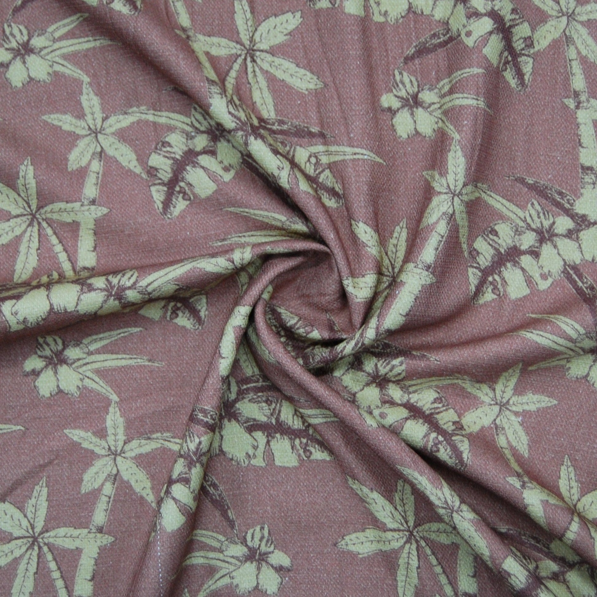 Brown Floral Print Spun Fabric Trade Uno