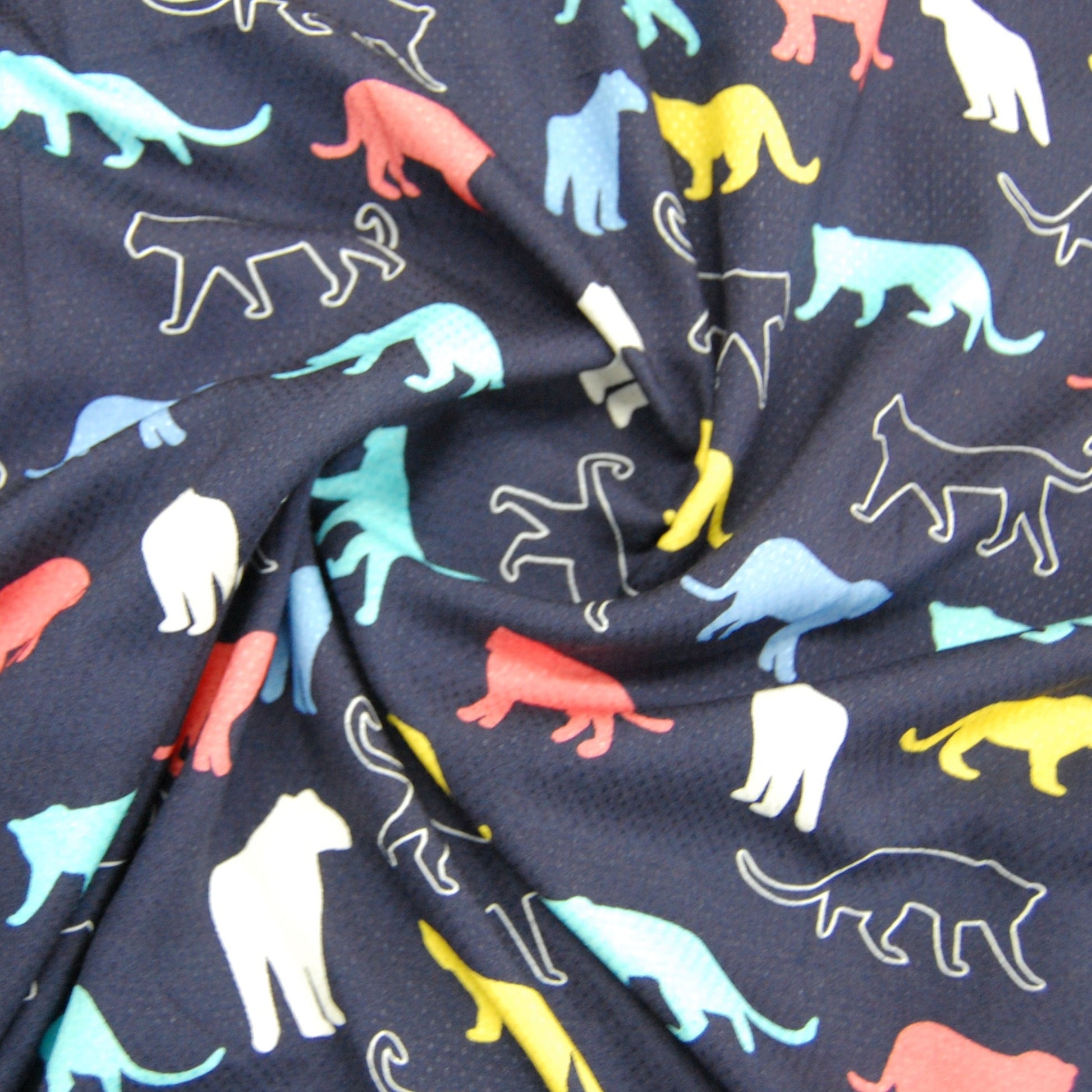 Navy Blue Animal Print Viscose Dobby Fabric Trade UNO