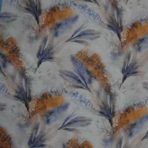 White & Multi Color Leaf Print Viscose Dobby Fabric