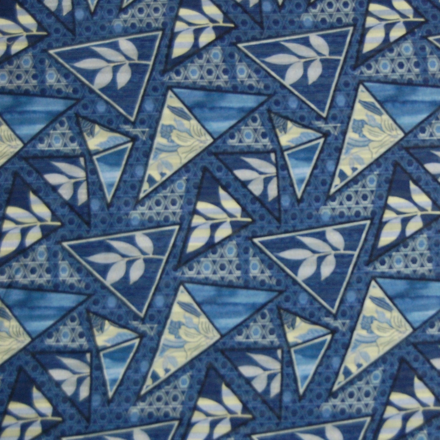 Blue Geometrical Floral Print Viscose Dobby Fabric Trade Uno
