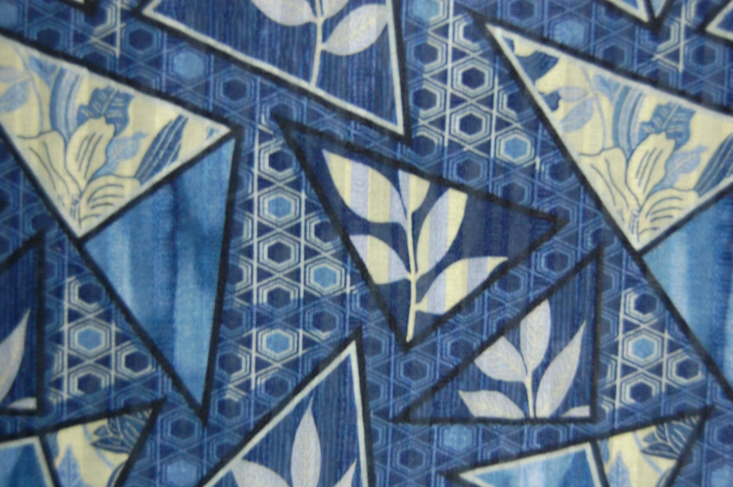 Blue Geometrical Floral Print Viscose Dobby Fabric Trade Uno