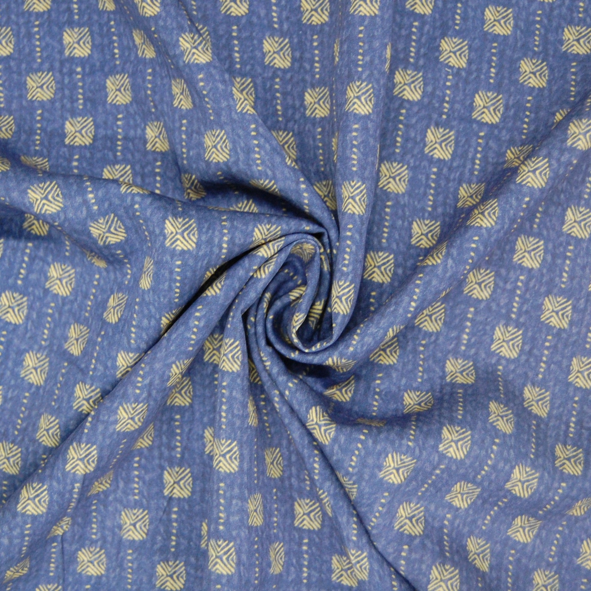 Blue Traditional Print Viscose Fabric Trade UNO