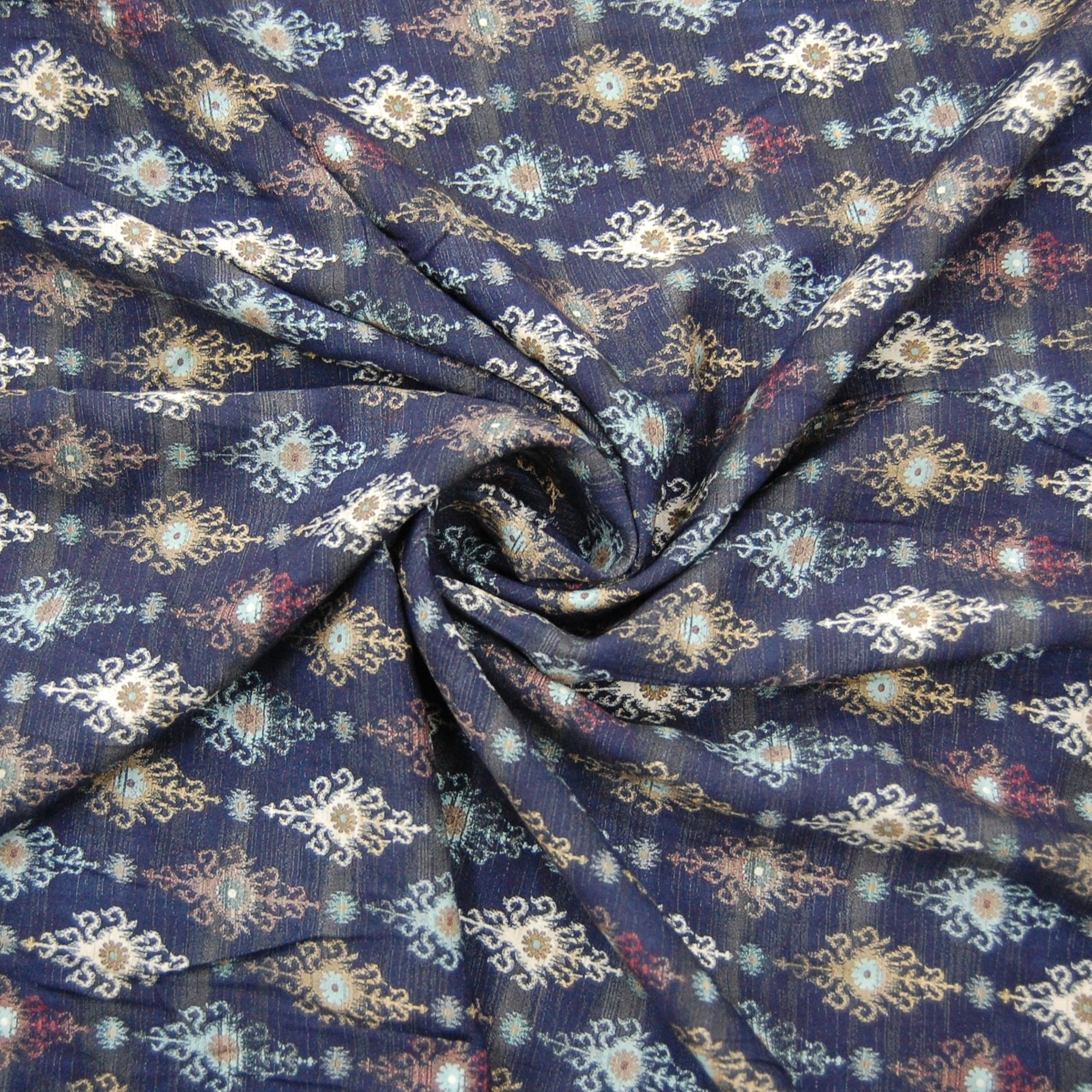 Navy Blue Digital Print Viscose Fabric Trade UNO