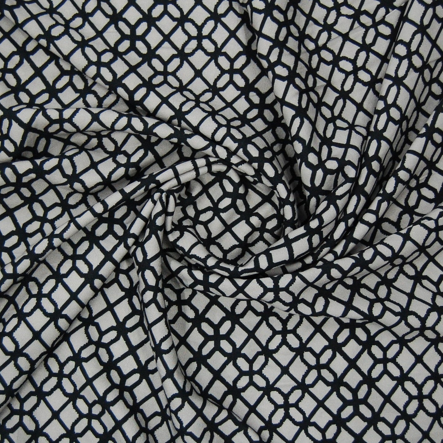 Grey Black Geometrical Print Viscose Fabric Trade UNO