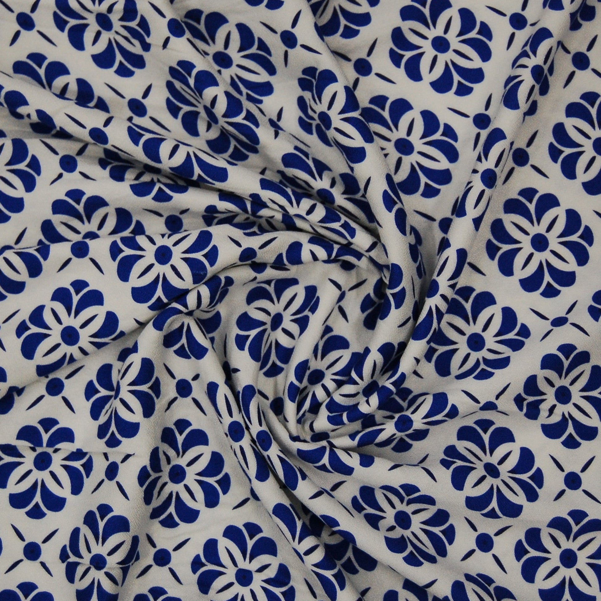 White & Blue Traditional Print Spun Fabric Trade UNO