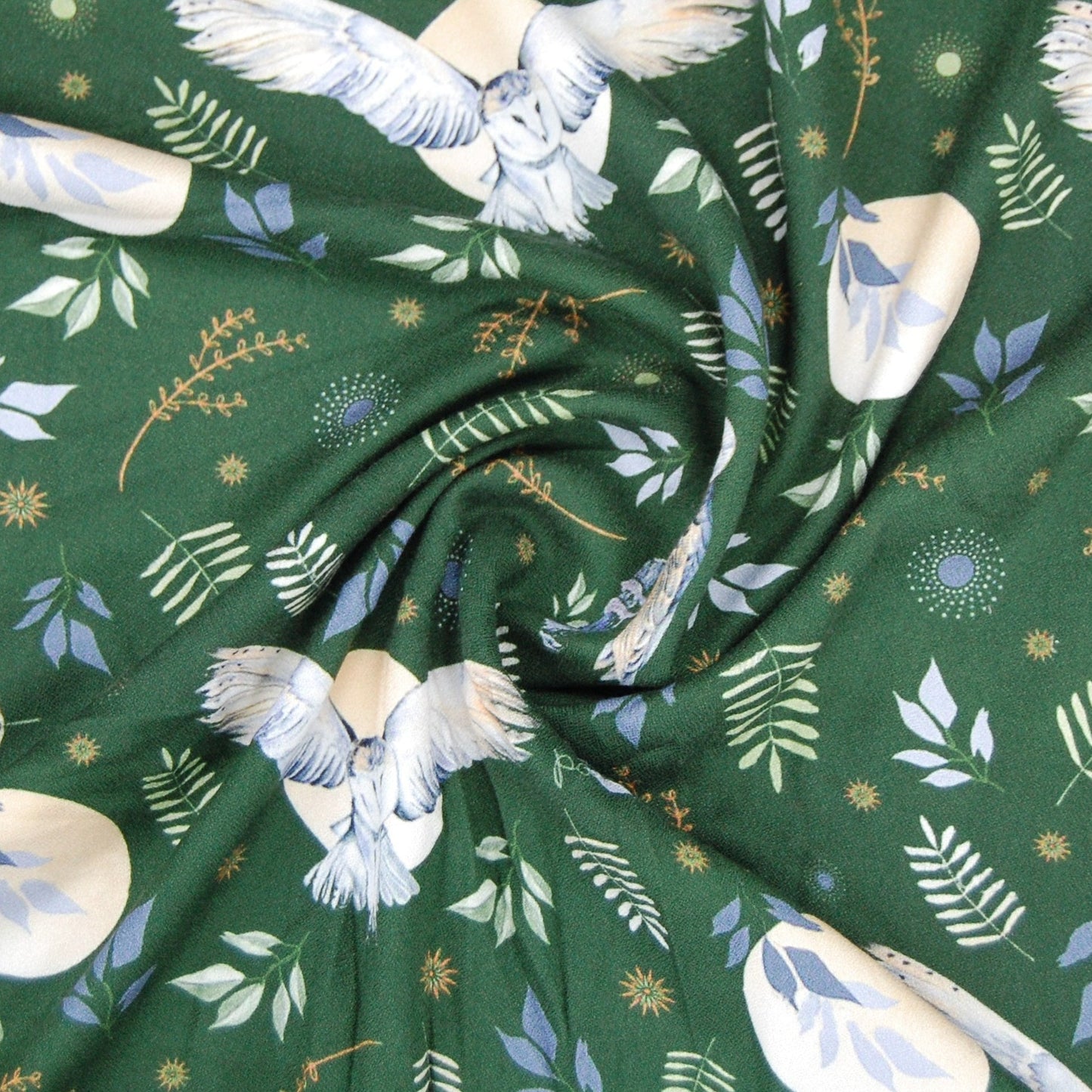 Green Owl Print Spun Fabric Trade UNO