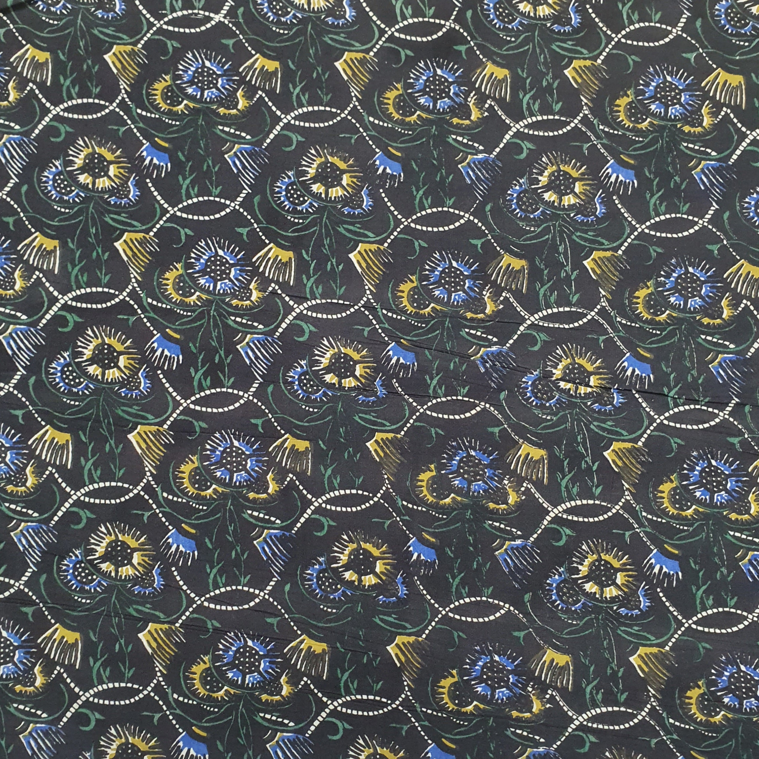 Dark Brown Hand Block Print Cotton Fabric Trade UNO