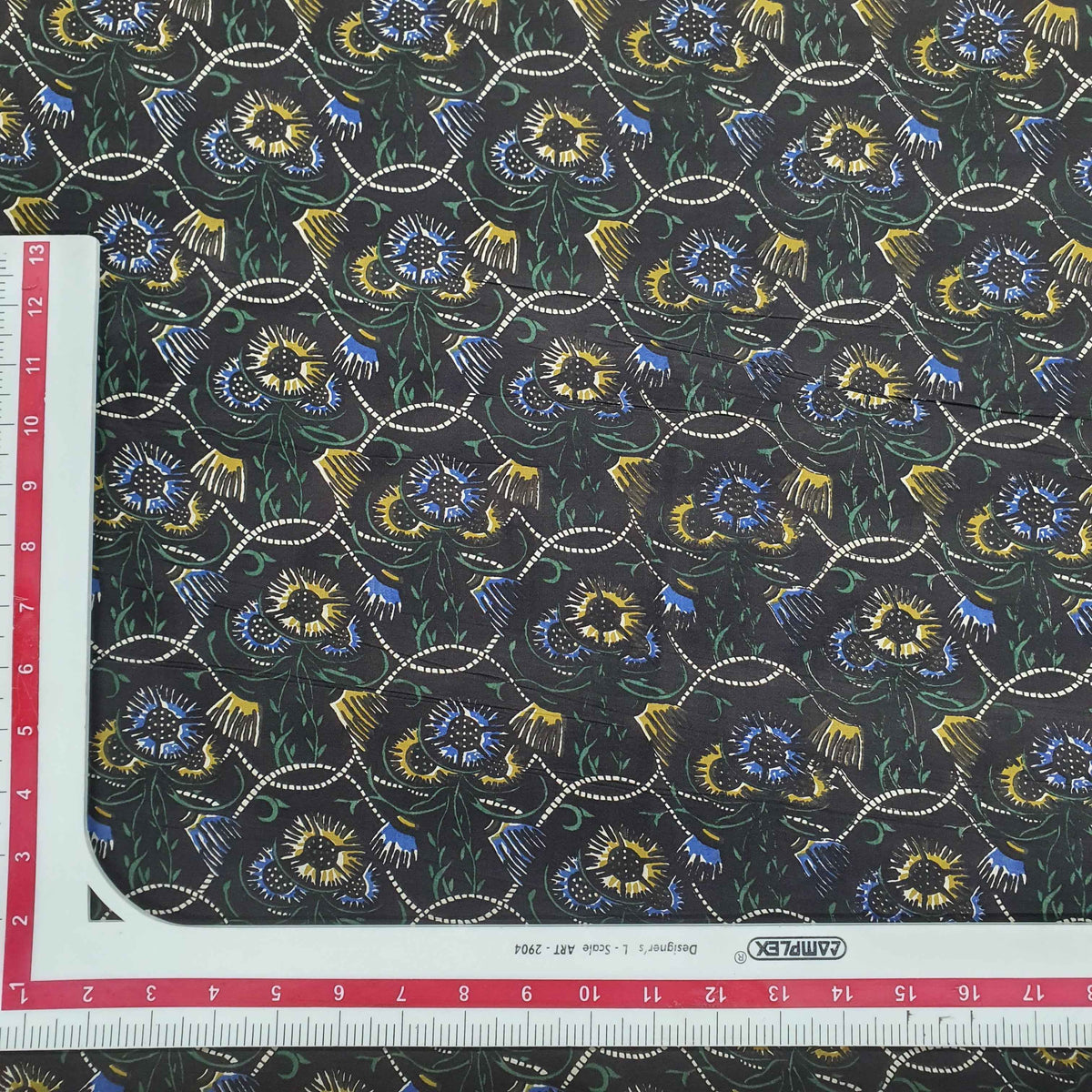 Dark Brown Hand Block Print Cotton Fabric