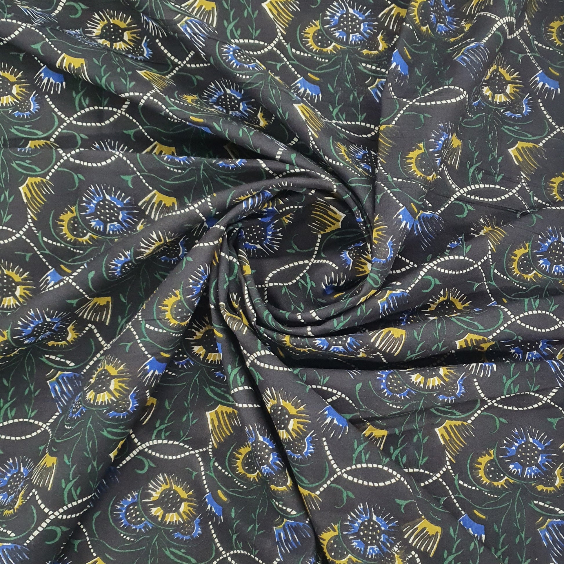 Dark Brown Hand Block Print Cotton Fabric Trade UNO