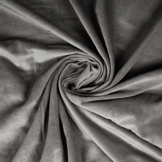 Grey Solid Cotton Velvet Fabric Trade UNO