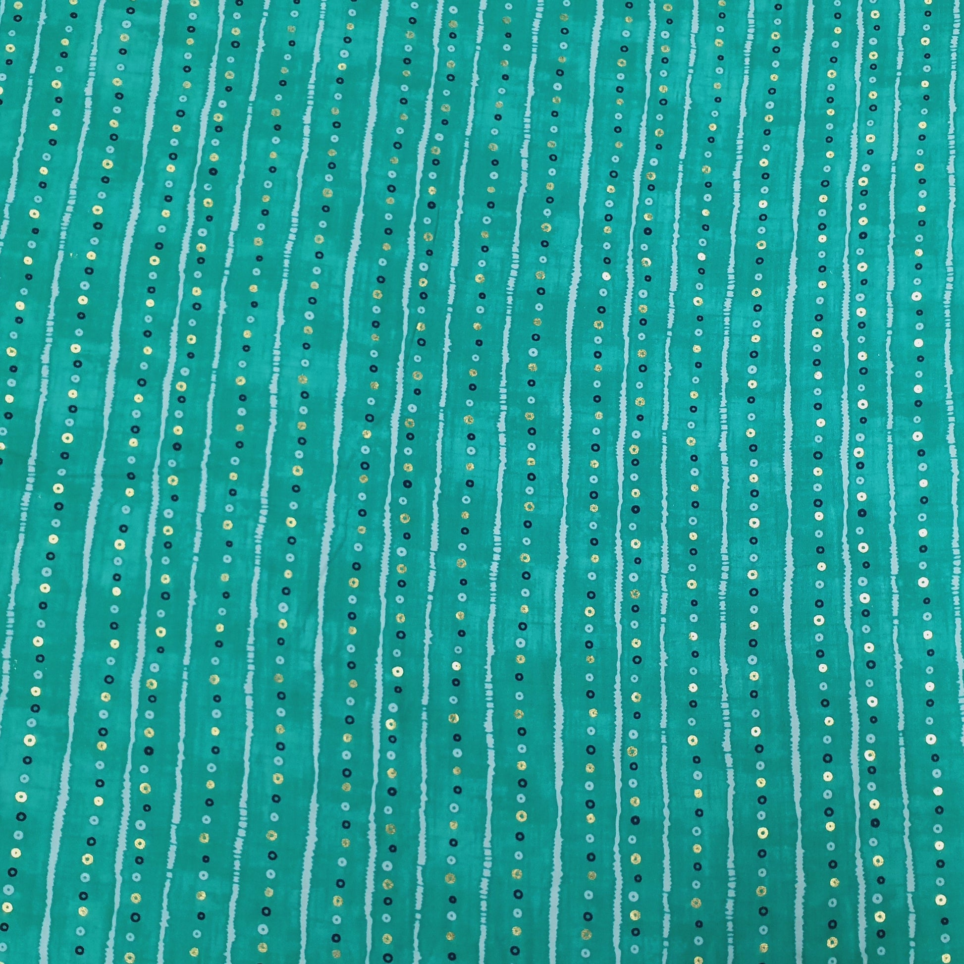 Green Bandhani With Foil Print Rayon Fabric Trade UNO
