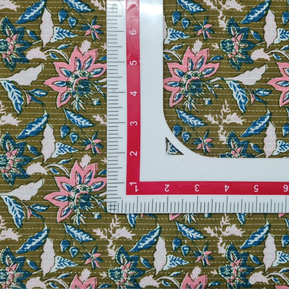 Green Floral Handblock Kantha Cotton Fabric Trade UNO