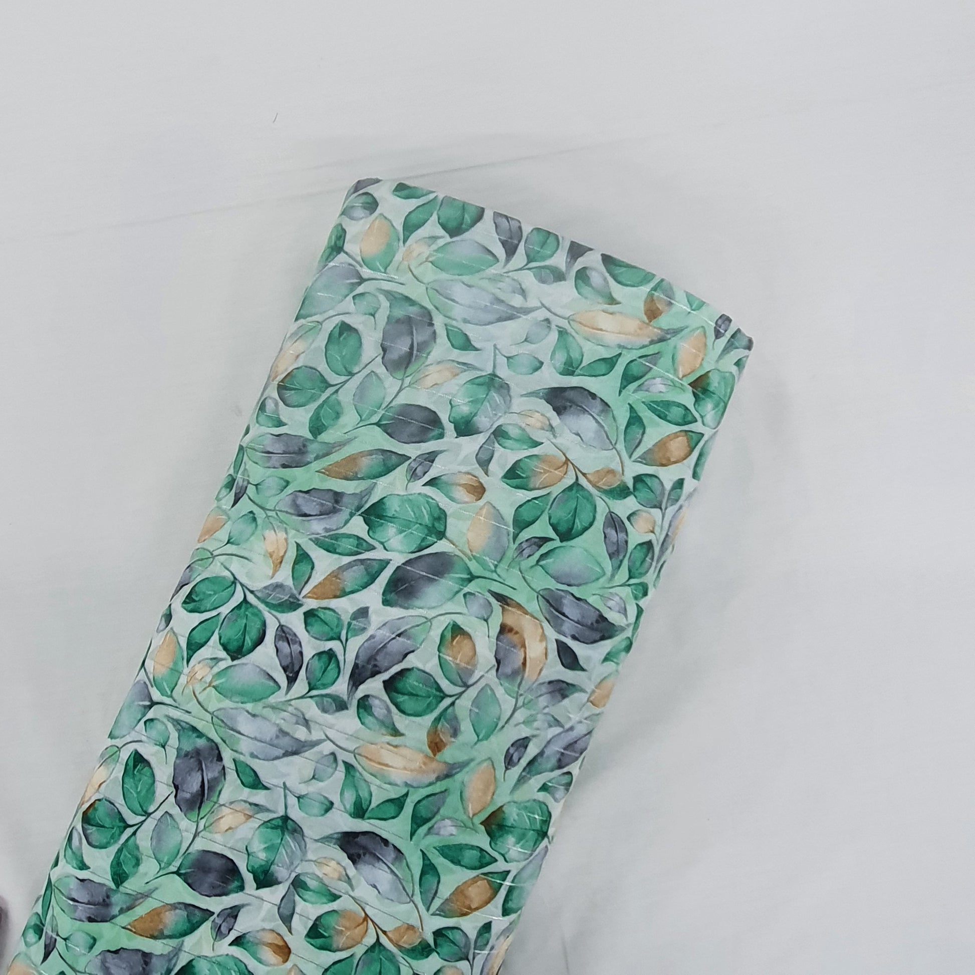 Green Leaf With Lurex Print Rayon Fabric Trade UNO
