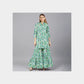 Green Leaf With Lurex Print Rayon Fabric Trade UNO