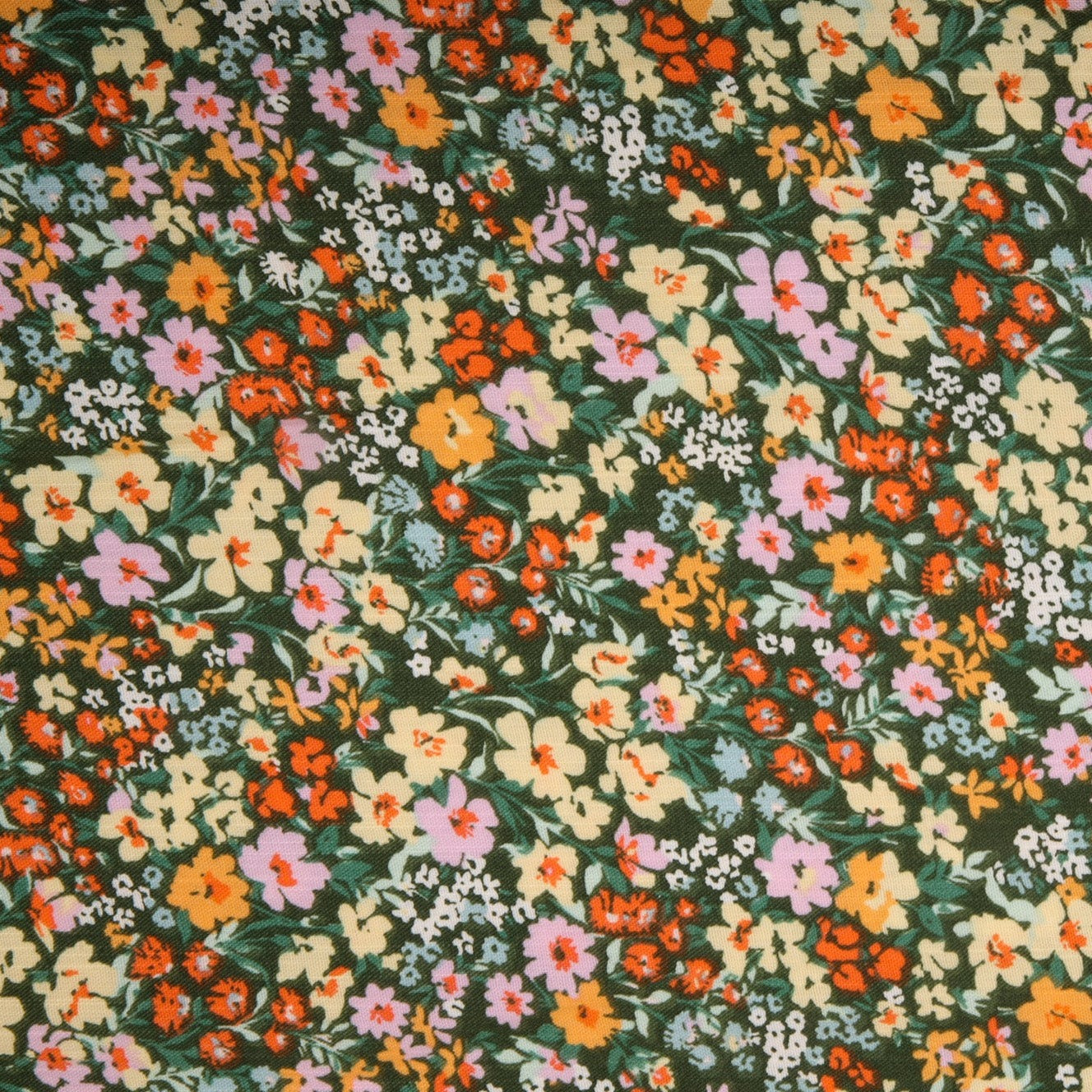 Green Multi Color Ditsy Floral Print Rayon Fabric Trade UNO