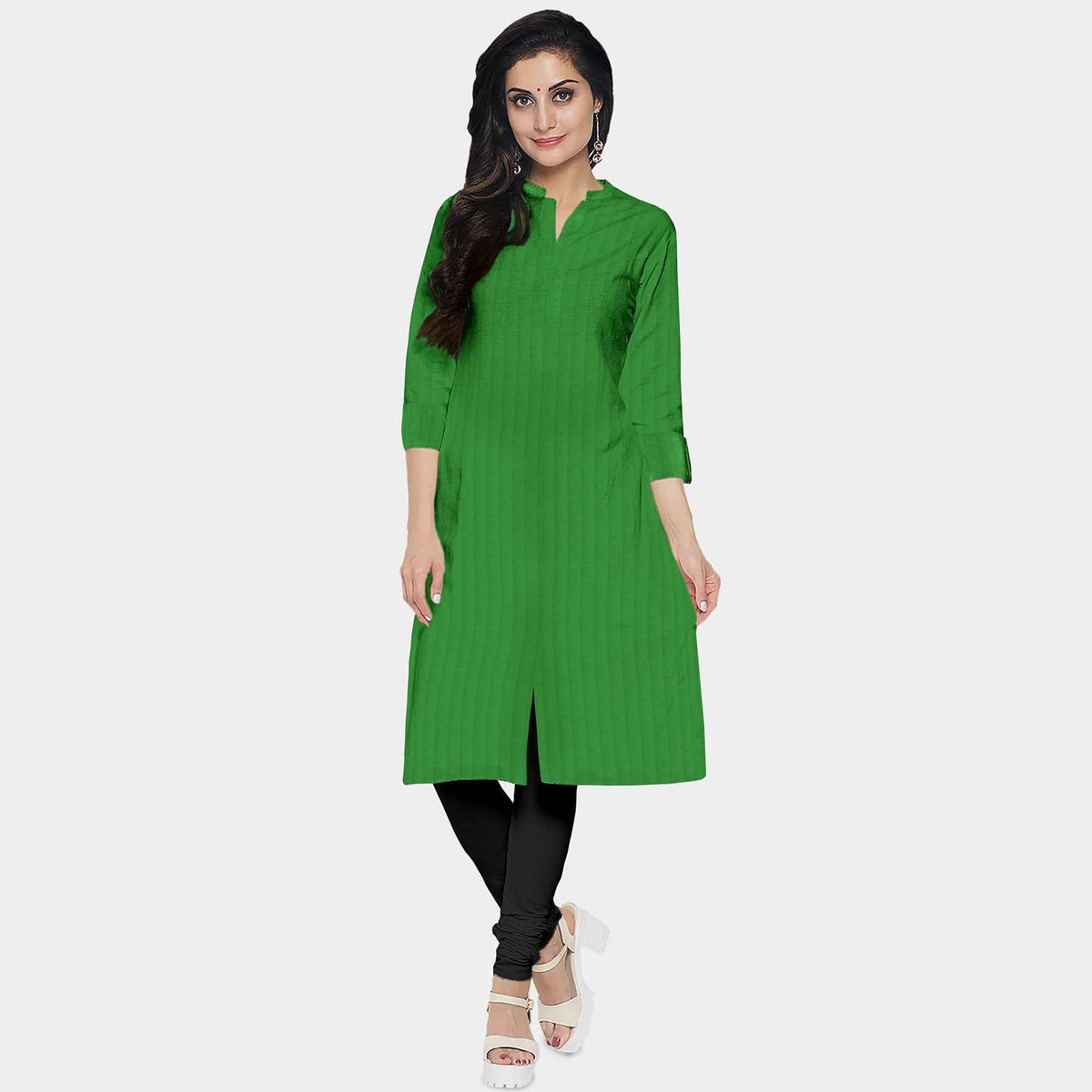 Green Solid Georgette Fabric