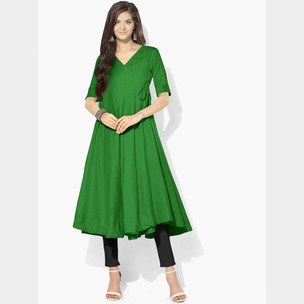 Green Solid Georgette Fabric