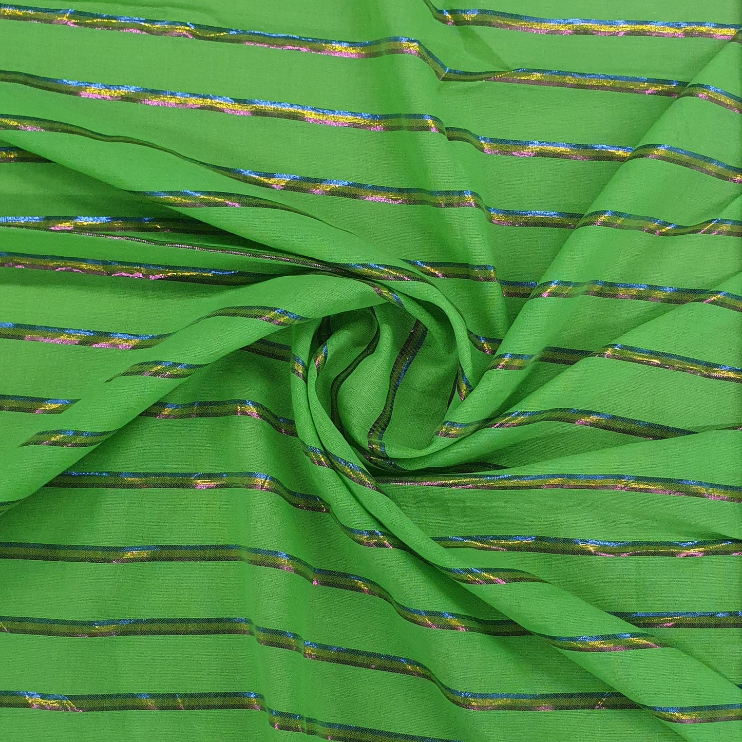 Green Solid With Multi Color Lurex Cotton Fabric Trade UNO