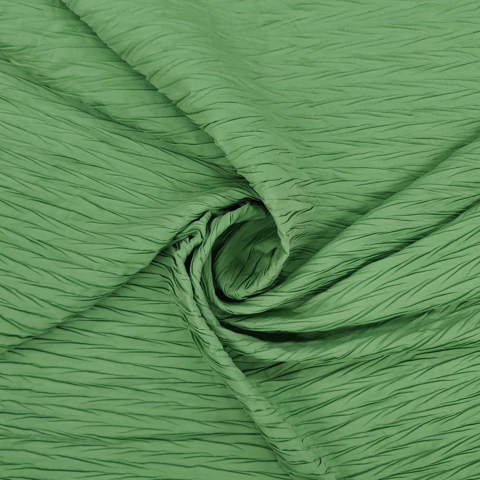 Green Solid Pleated Crepe Fabric ,46 inches - TradeUNO