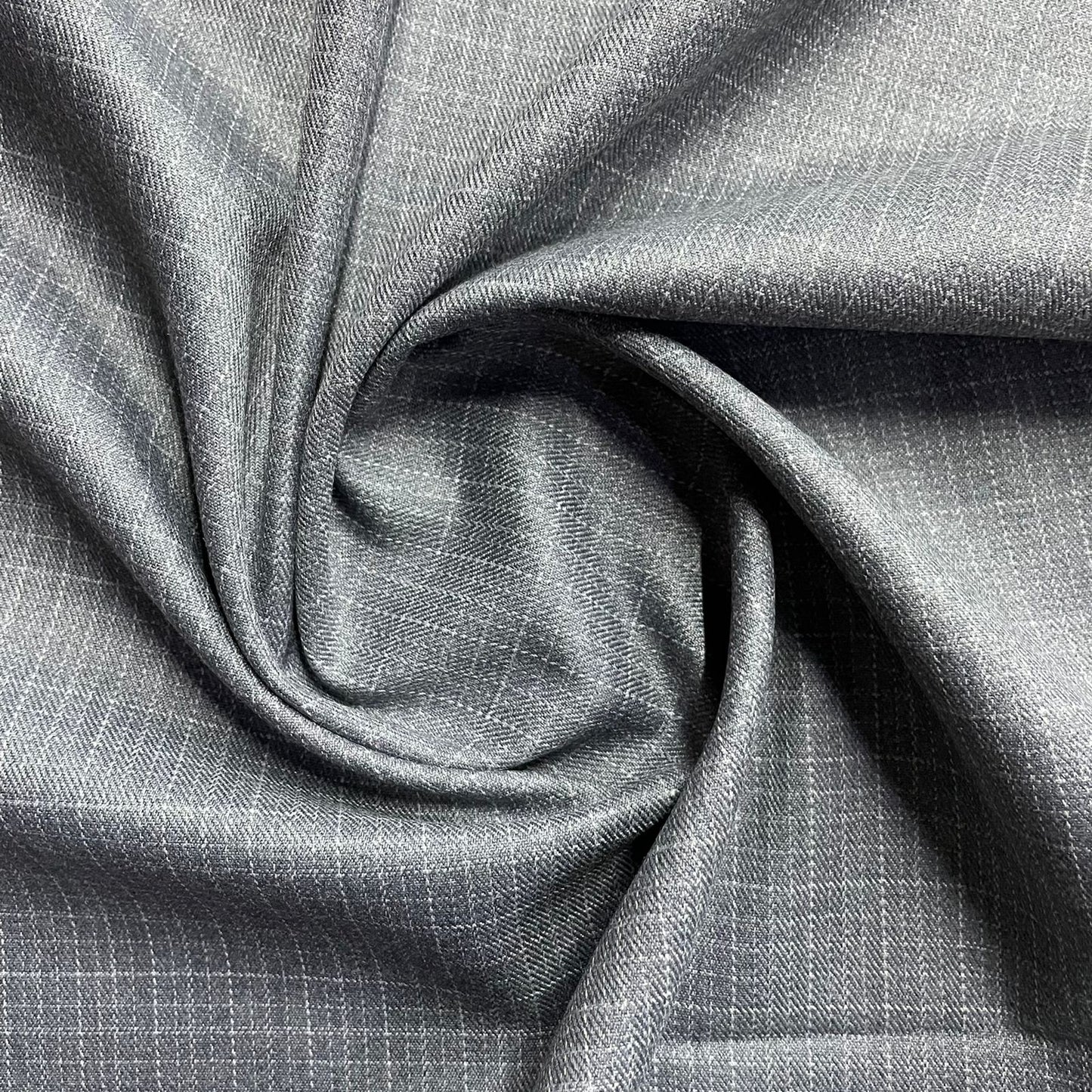Grey Check Poly Viscose Suiting Fabric